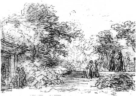 Fragonard - Figures dans un parc
